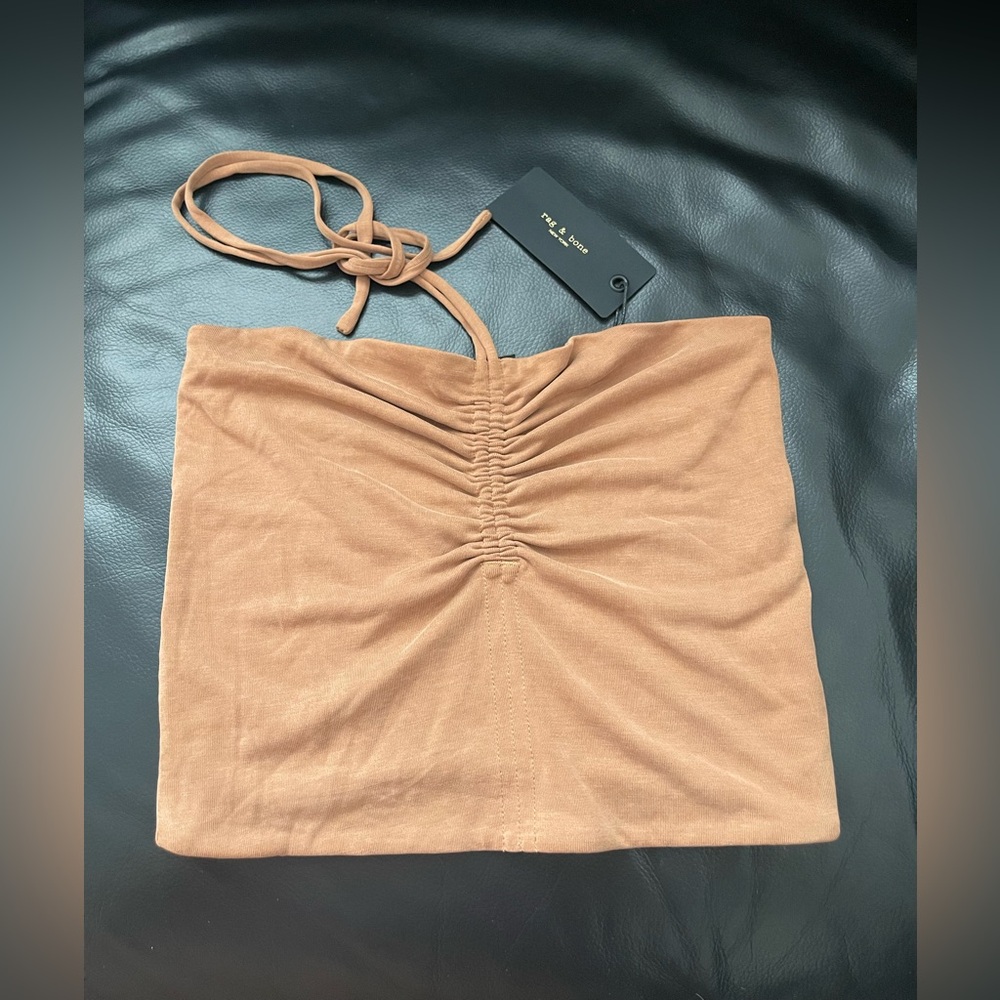 $150 rag & bone New York Women's Christy Modal Halter Top Tie Neck - Tan